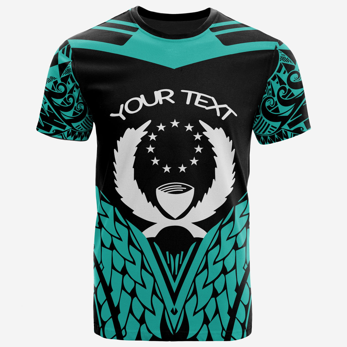 Pohnpei Custom T Shirt Unique Eagle Feather Texture Black Blue Unisex Black Blue - Polynesian Pride