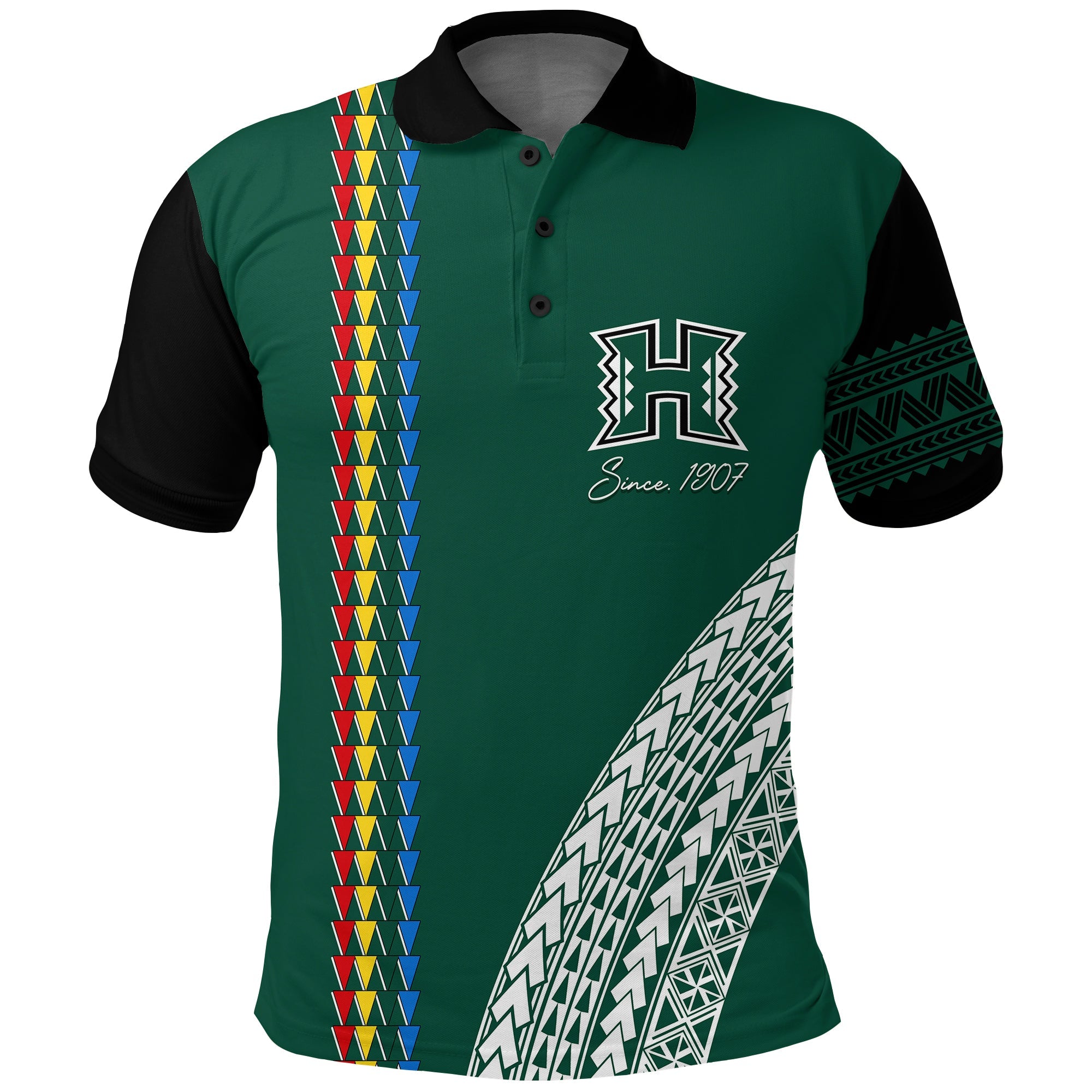Hawaii Rainbow Warriors Custom Polo Shirt Tribal Arrows Style LT7 Green - Polynesian Pride