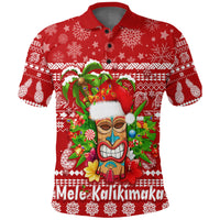 Hawaii Christmas Polo Shirt Mele Kalikimaka Tiki LT7 Red - Polynesian Pride
