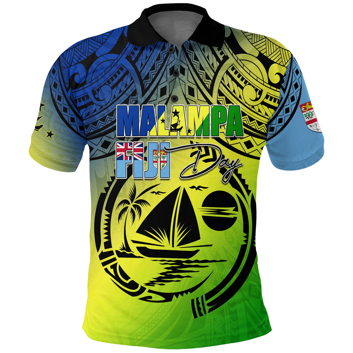 Malampa Fiji Day Polo Shirt Flags Mix Style LT7 Art - Polynesian Pride