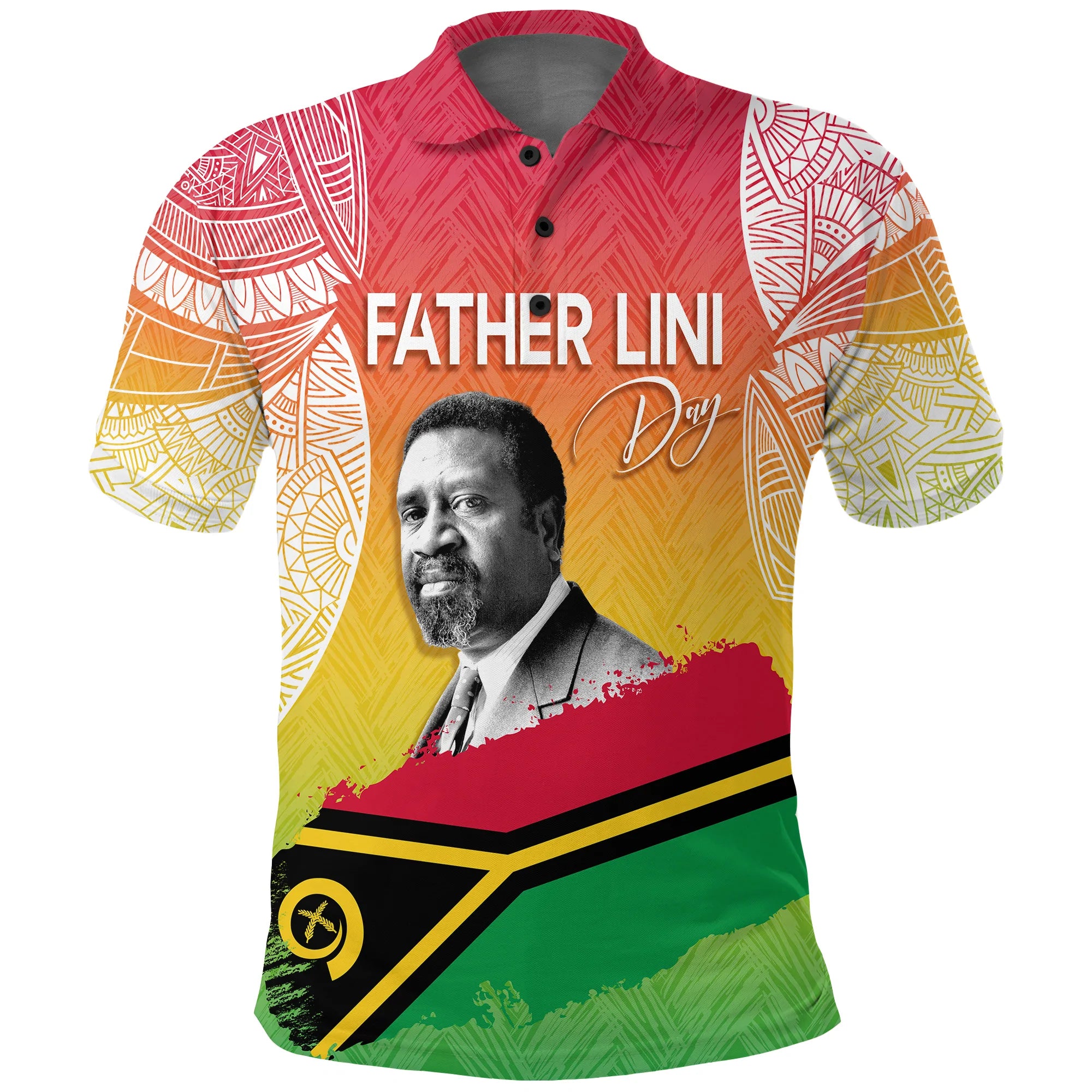 Vanuatu Father Lini Quote Polo Shirt Flag Style White LT7 Art - Polynesian Pride