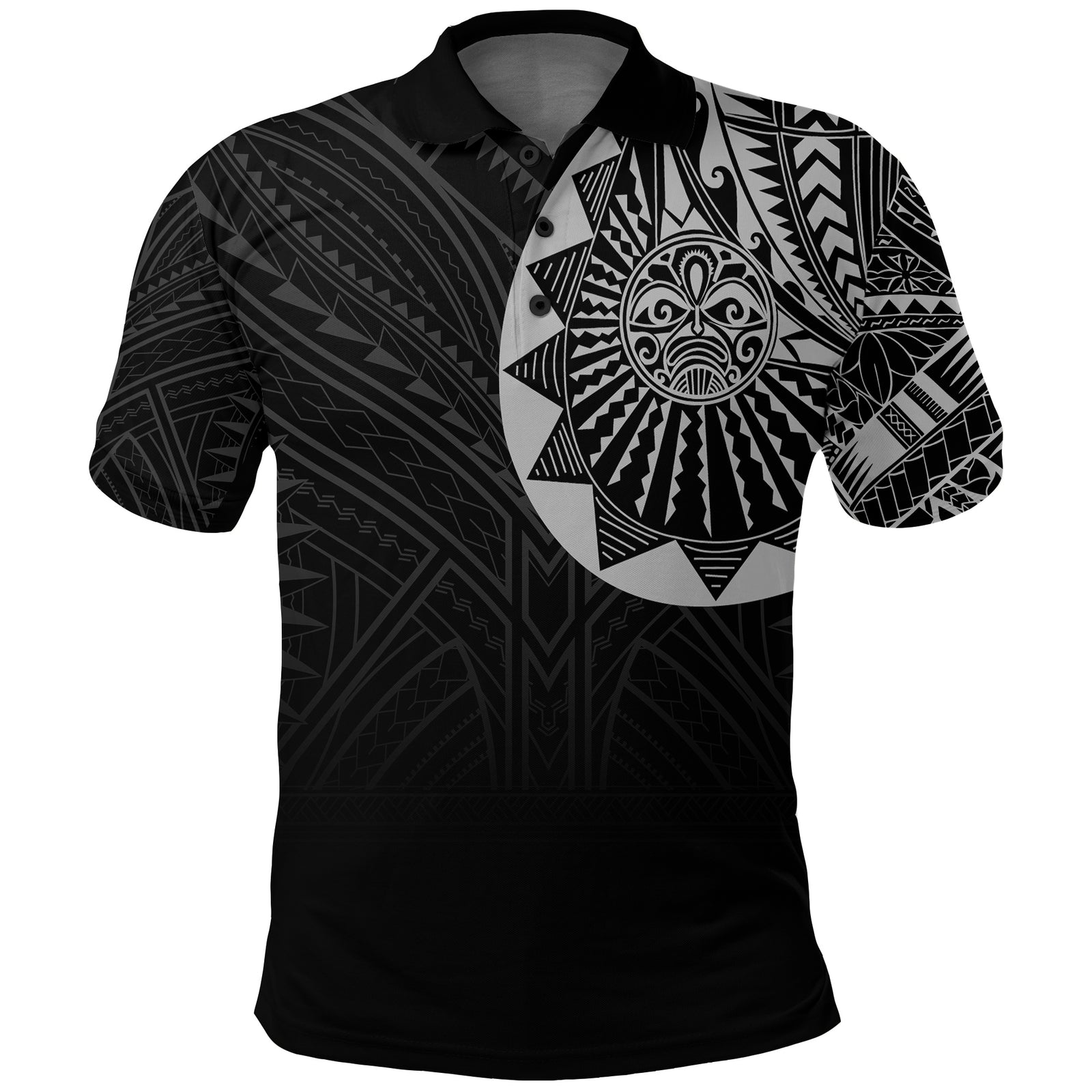 Polynesian Full Sleeve Tattoo Polo Shirt Silver Vibes LT7 Unisex Black - Polynesian Pride