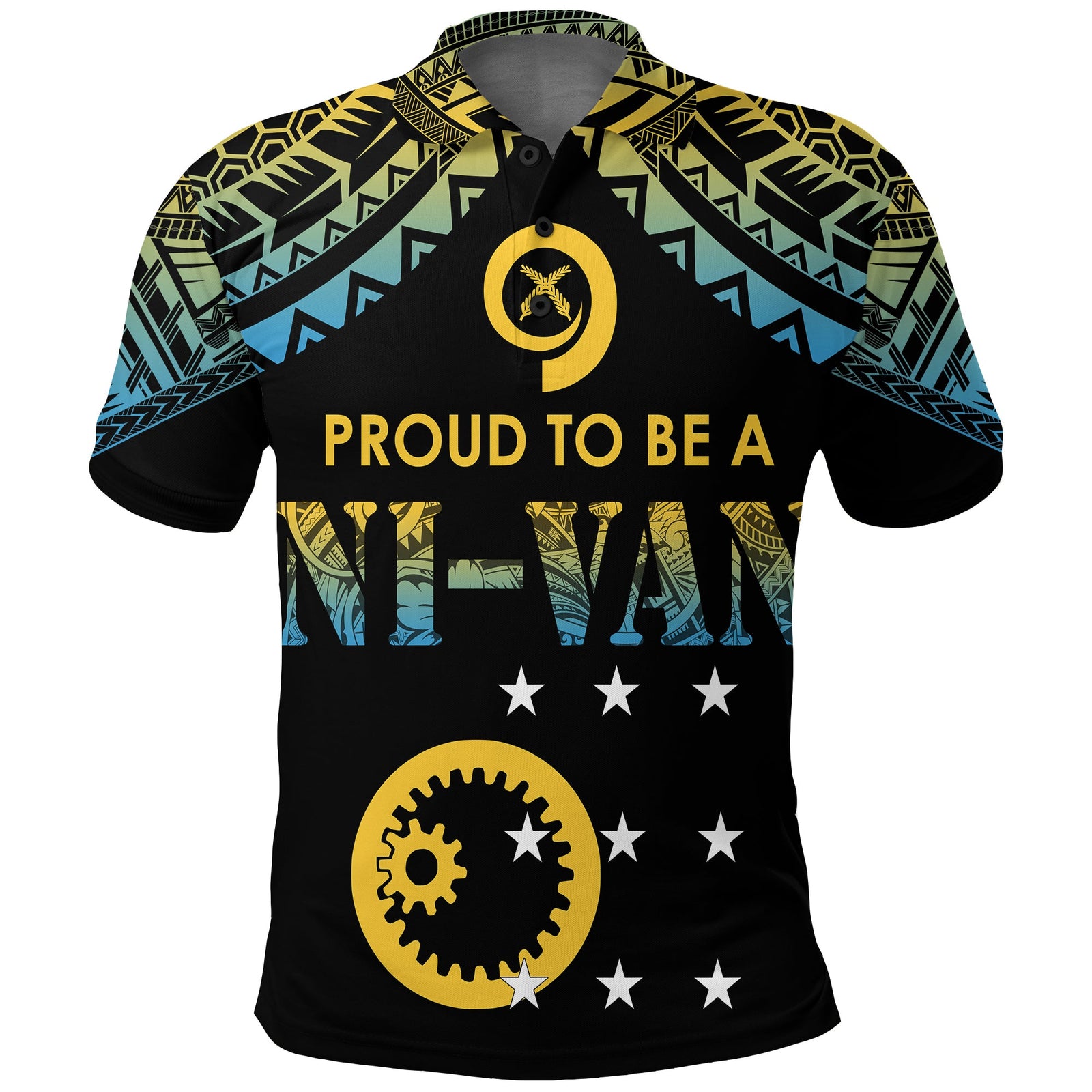 Vanuatu Proud To Be A Ni Van Polynesian Pattern Polo Shirt Sanma Province LT7 Black - Polynesian Pride