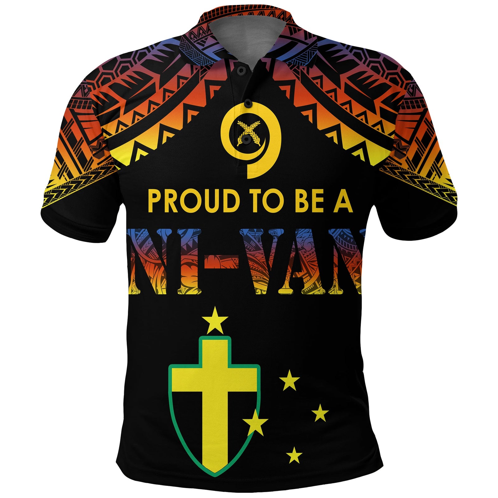 Vanuatu Proud To Be A Ni Van Polynesian Pattern Polo Shirt Tafea Province LT7 Black - Polynesian Pride