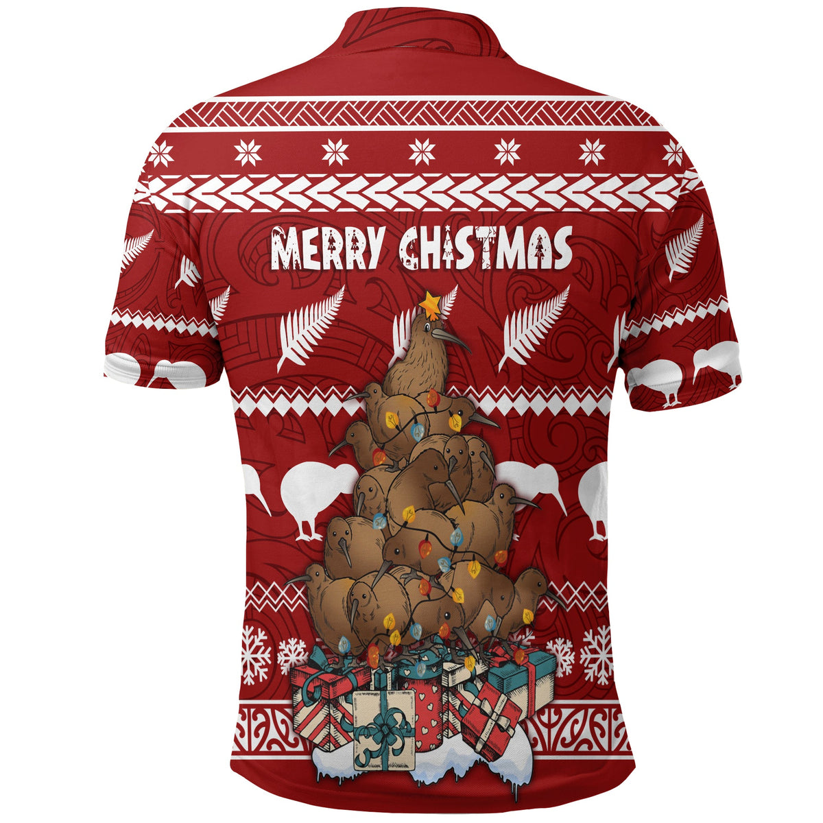 New Zealand Polo Shirt Mere Kirihimete Kiwi Xmas Tree LT7 - Polynesian Pride