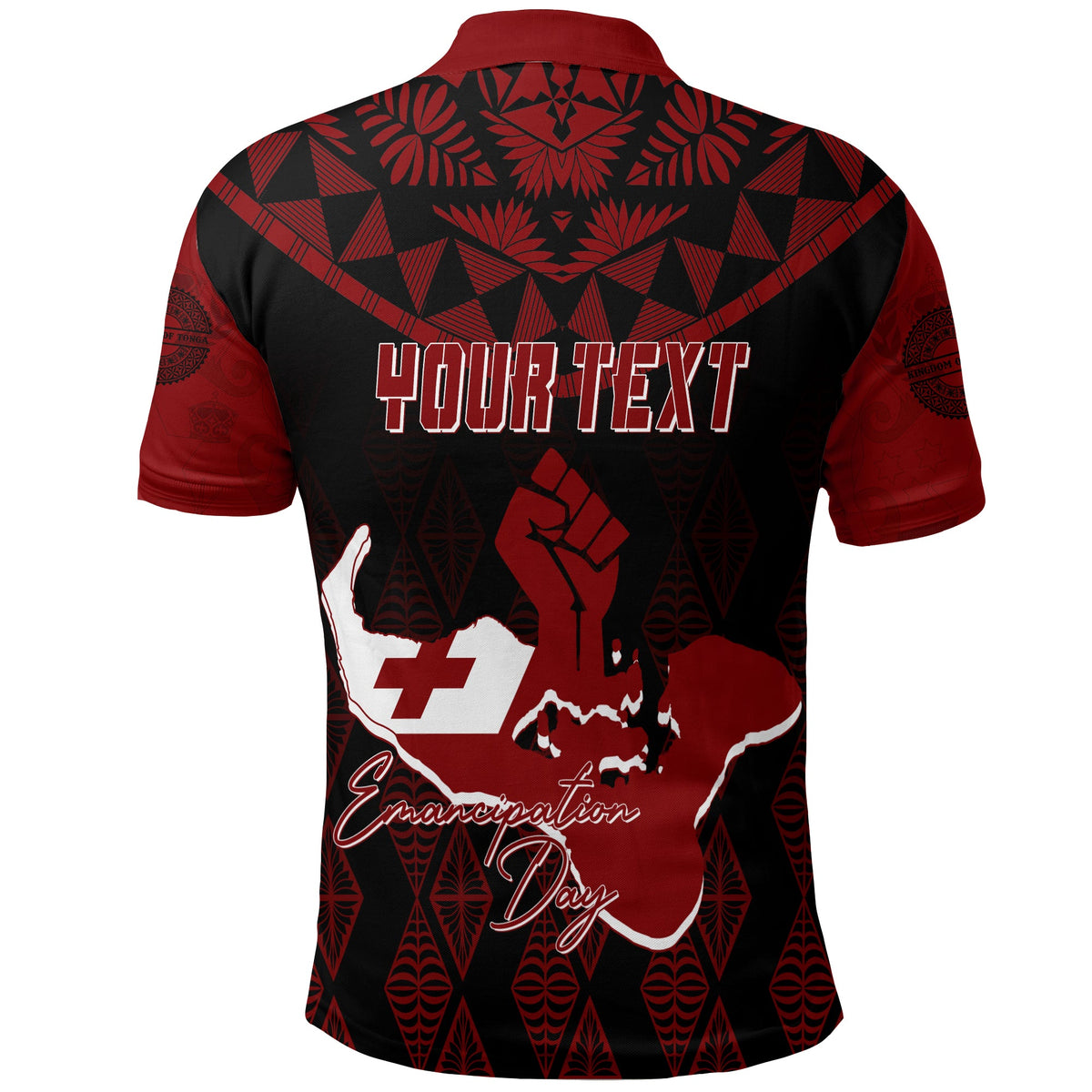 Tonga Custom Polo Shirt Emancipation Day Lion Style Black LT7 - Polynesian Pride