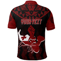 Tonga Custom Polo Shirt Emancipation Day Lion Style Black LT7 - Polynesian Pride