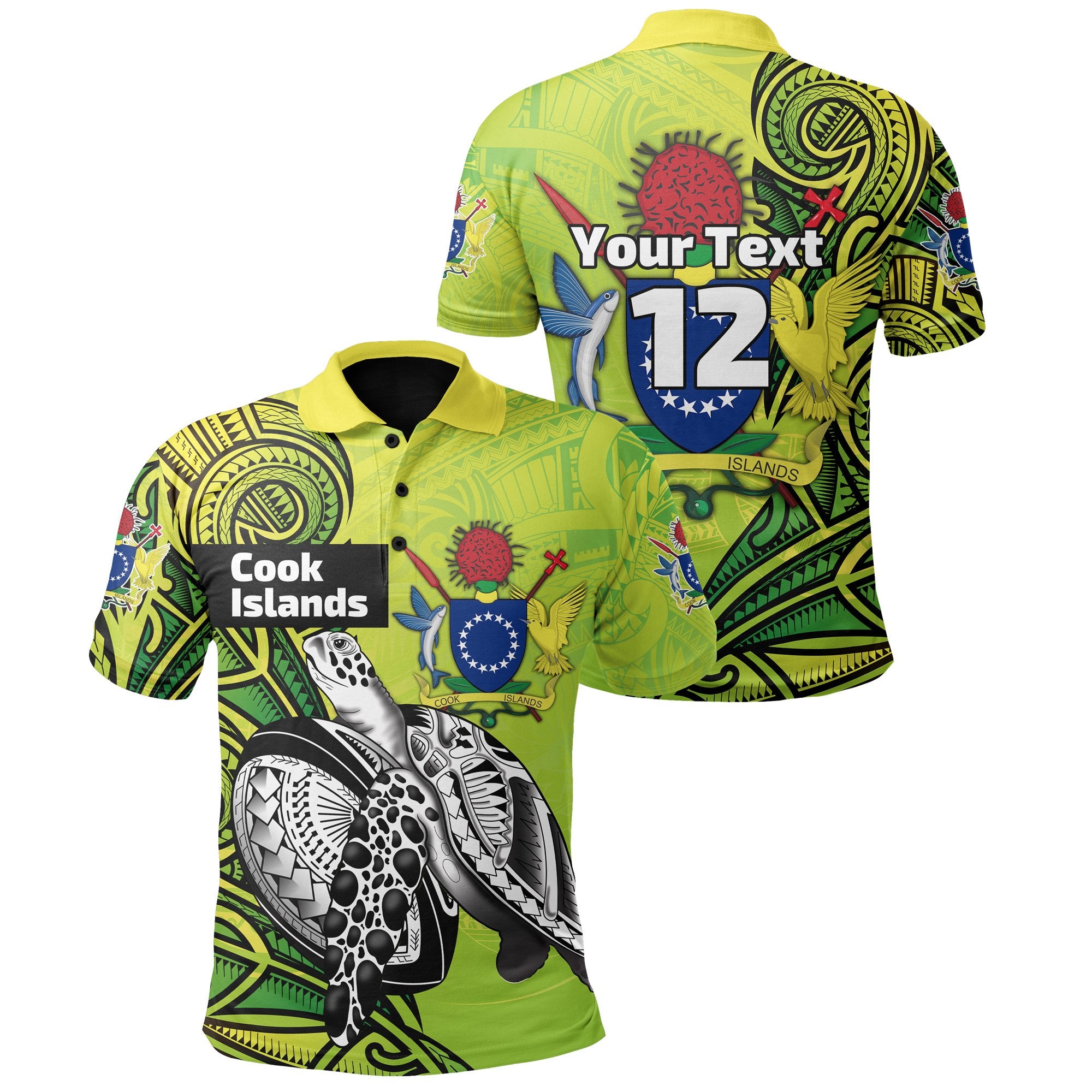 Custom Cook Islands Rugby Polo Shirt Turtle Style Unisex Green - Polynesian Pride