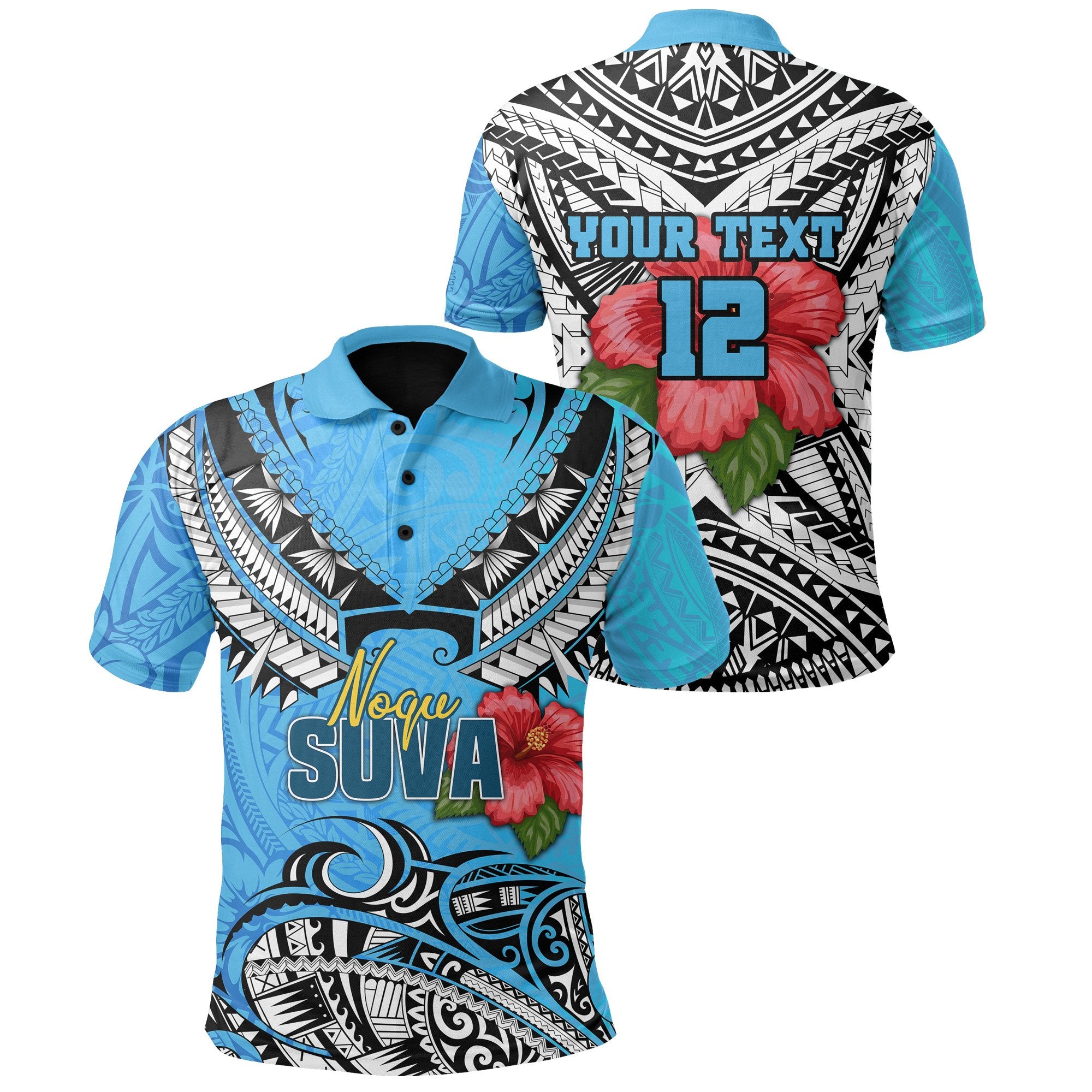 Custom Suva Rugby Polo Shirt Polynesian Style Unisex Blue - Polynesian Pride