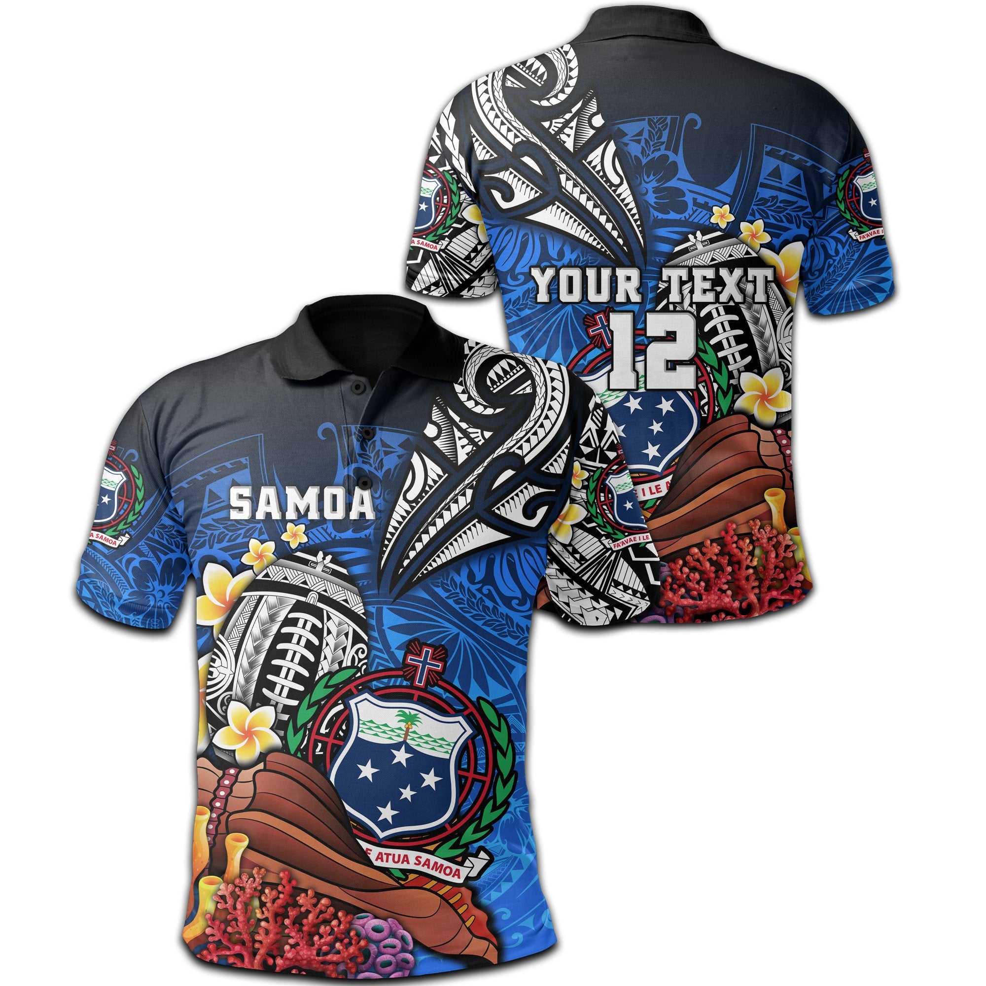 Custom Samoa Rugby Polo Shirt Polynesian Ocean World Style Unisex Black - Polynesian Pride