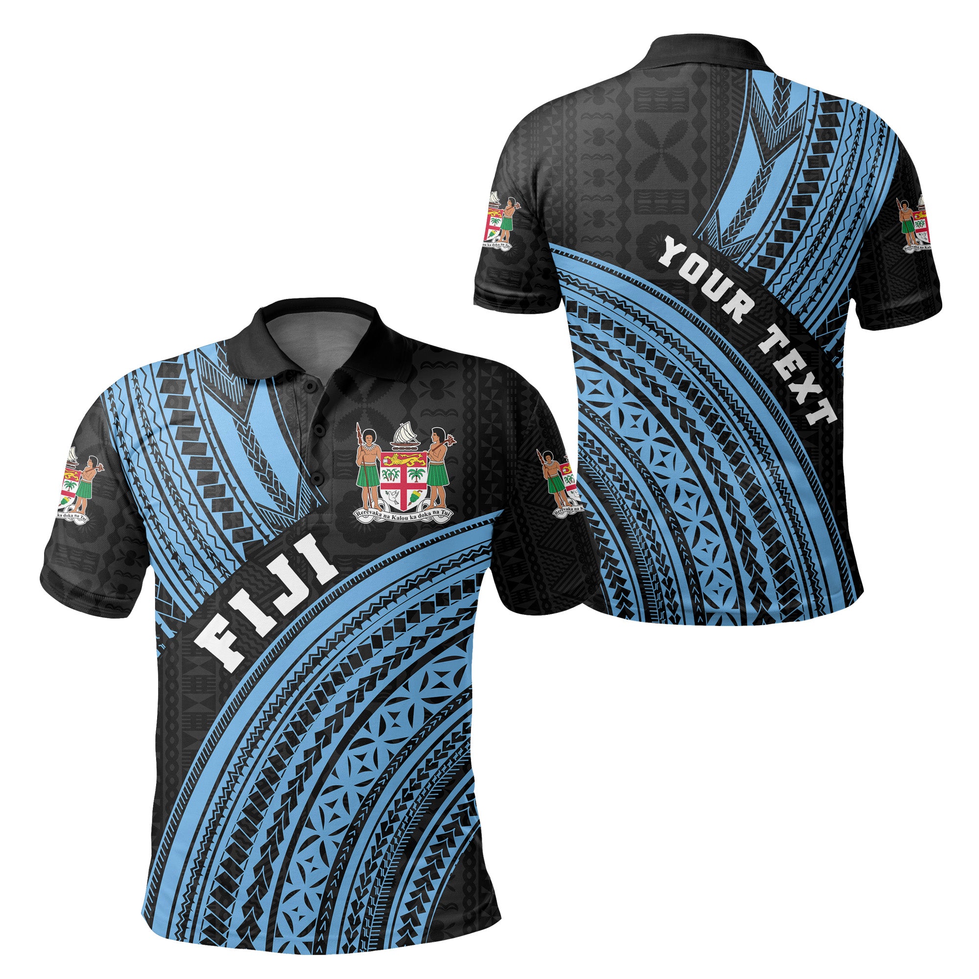 Custom Fiji Polo Shirt Polynesian Style LT16 Unisex Black - Polynesian Pride