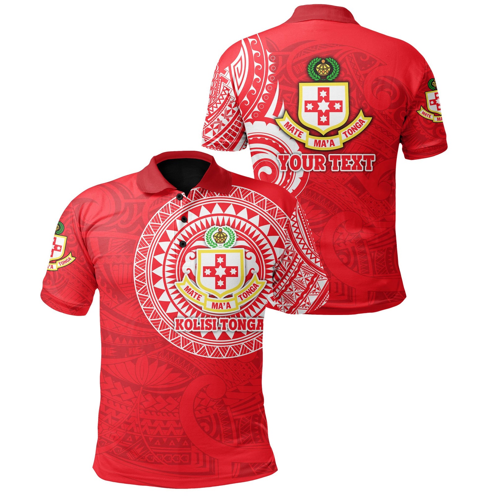 Custom Kolisi Tonga Polo Shirt Mate Maa Tonga Polynesian Tattoo Style Unisex Red - Polynesian Pride