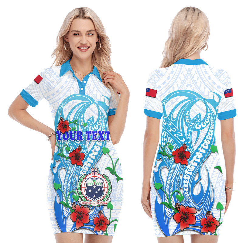 (Custom Personalised) Special Samoa HRPP Party Polo Dress Tribal Samoan Hibiscus Design LT9 Blue - Polynesian Pride