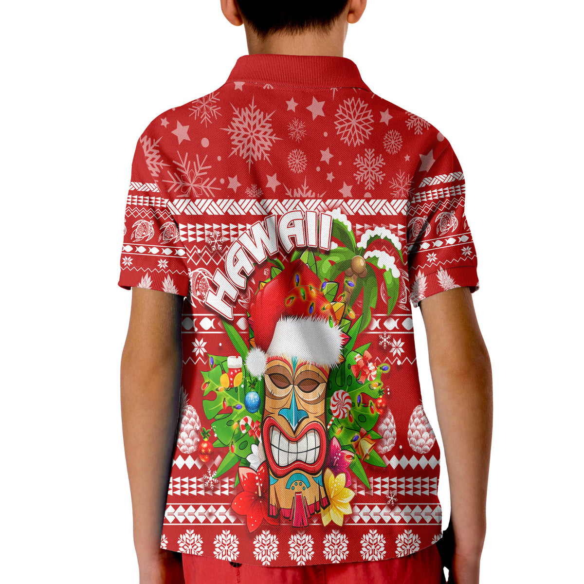 Hawaii Christmas Polo Shirt KID Mele Kalikimaka - Tiki LT7 - Polynesian Pride