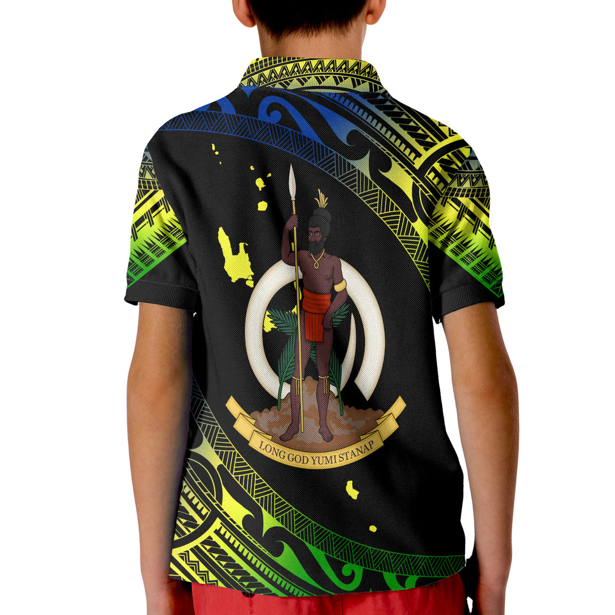 Vanuatu Proud To Be A Ni-Van - Polynesian Pattern Polo Shirt KID - Malampa Province LT7 - Polynesian Pride