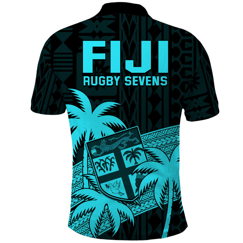 Fiji Rugby Sevens Polo Shirt Tapa Palm Tree and Fijian Coat of Arms LT9 - Polynesian Pride