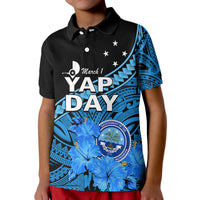 Yap State Day Kid Polo Shirt Yap Flag and FSM Seal LT9 Kid Blue - Polynesian Pride