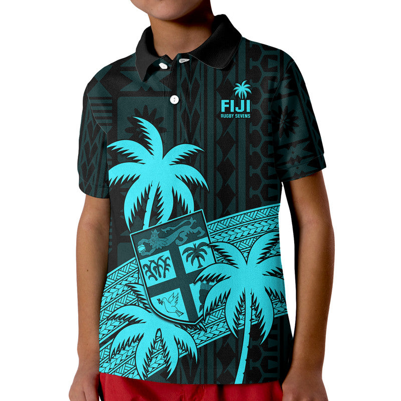 Custom Fiji Rugby Sevens Polo Shirt Tapa Palm Tree and Fijian Coat of Arms LT9 - Polynesian Pride