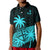 (Custom Personalised) Fiji Rugby Sevens Kid Polo Shirt Tapa Palm Tree and Fijian Coat of Arms LT9 Kid Blue - Polynesian Pride