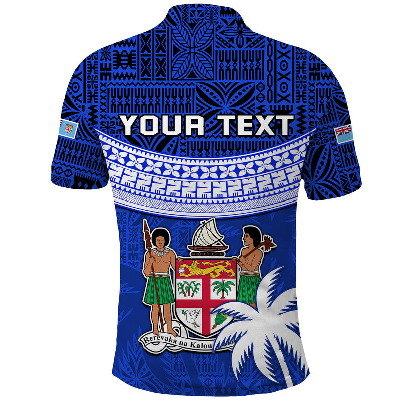 Custom Fiji Coat Of Arms Polo Shirt Polynesian Tapa Palm Tree LT9 - Polynesian Pride