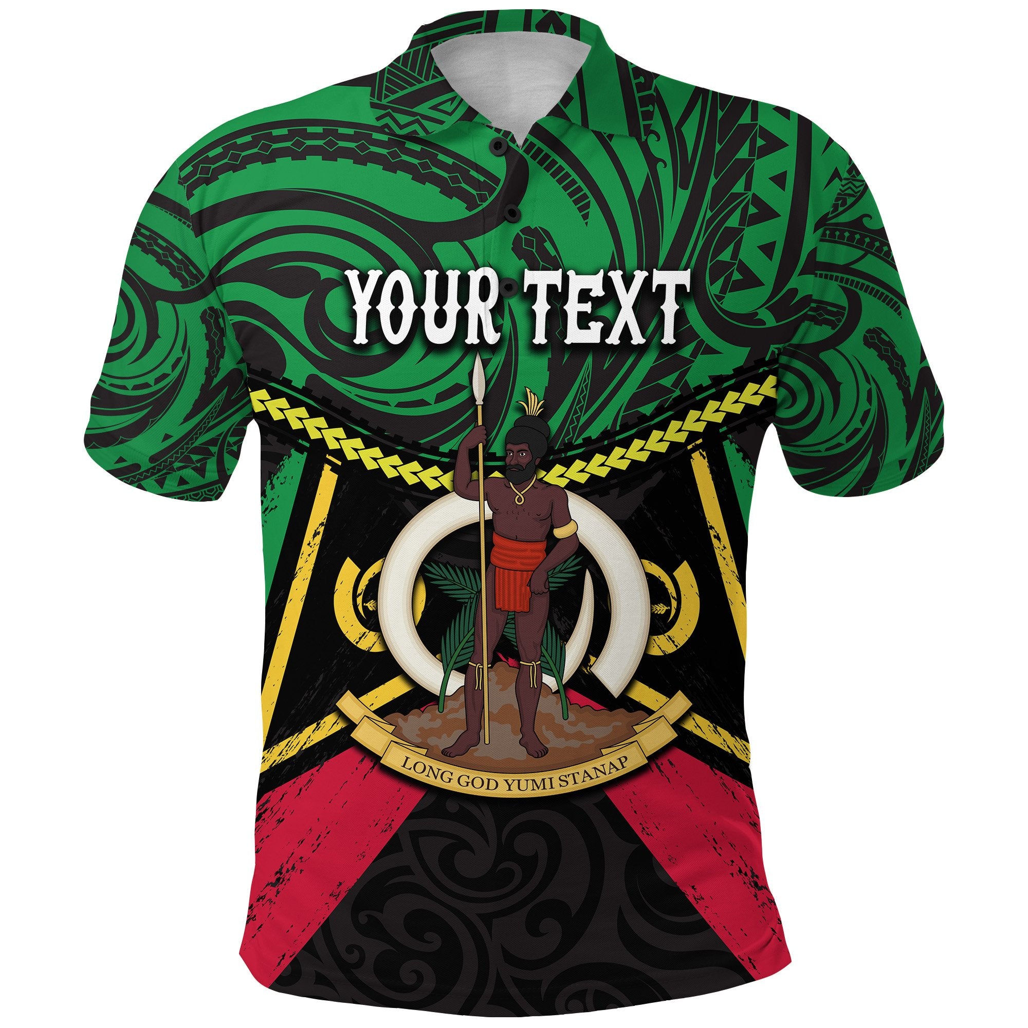 Custom Vanuatu Rugby Polo Shirt Polynesian Waves Style Unisex Green - Polynesian Pride