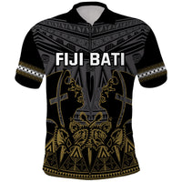 (Custom Personalised) Fiji Rugby Bati Polo Shirt Fijian Coat Of Arms Tapa Pattern LT9 Unisex Black - Polynesian Pride