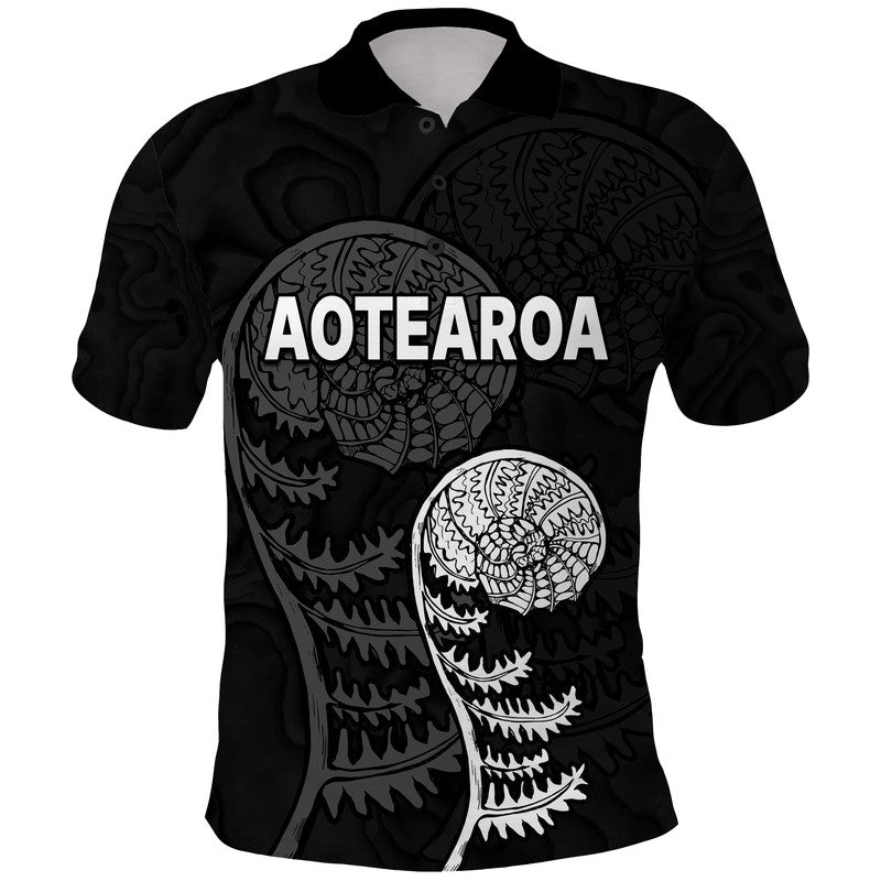 Custom Aotearoa Silver Fern Polo Shirt LT9 Blue - Polynesian Pride