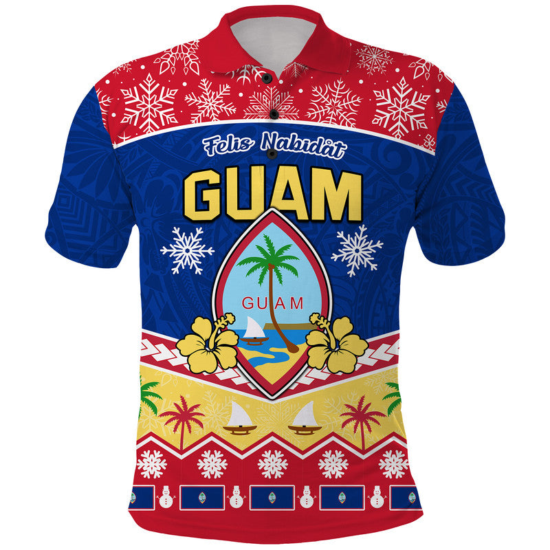 Guam Tribal Polynesian Christmas Vibe Polo Shirt LT9 Blue - Polynesian Pride