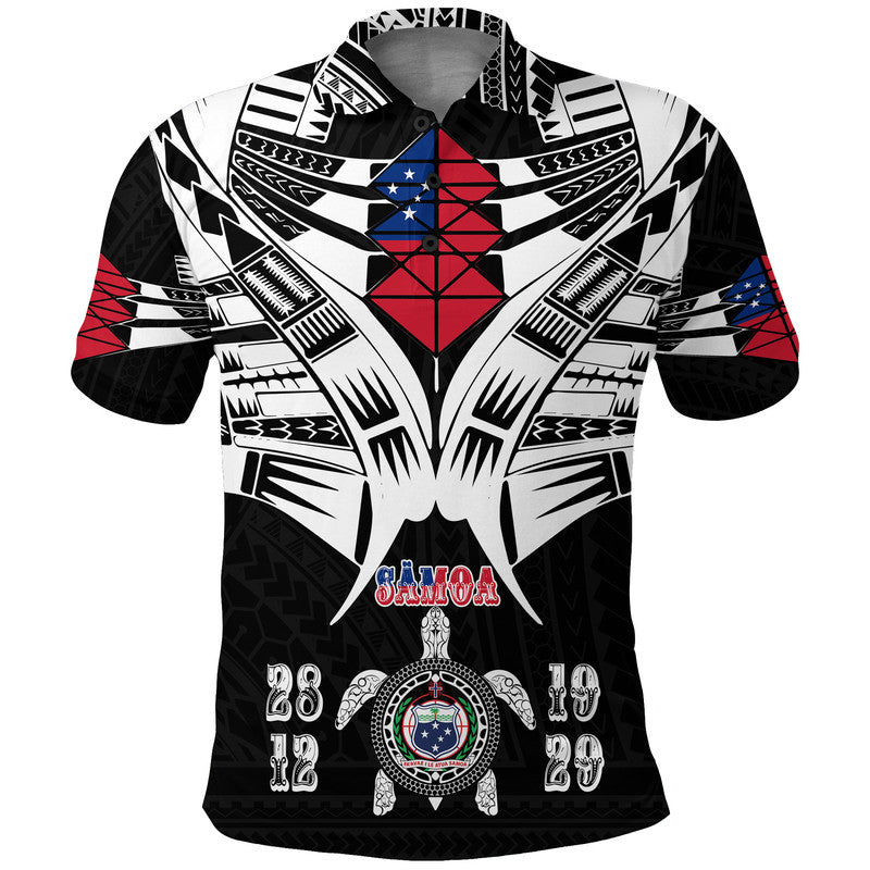 Custom Samoa Black Saturday Polo Shirt 28 Dec 1929 Visual Arts Black LT9 Black - Polynesian Pride