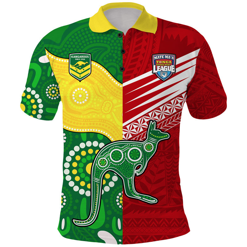Custom Australia Kangaroos and Mate Maa Tonga Polo Shirt No2 LT9 Red - Polynesian Pride