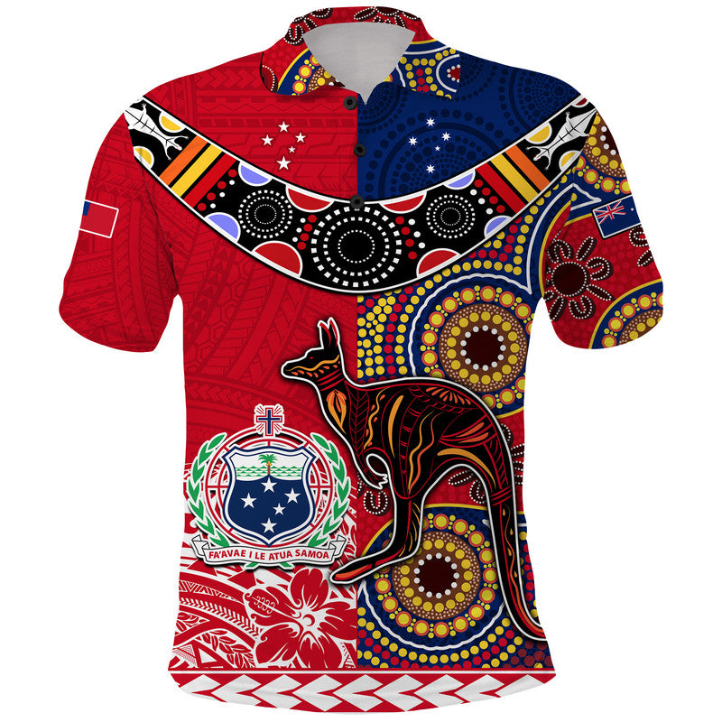 Custom Australia Aboriginal and Samoa Polynesian Polo Shirt Boomerang LT9 Red - Polynesian Pride