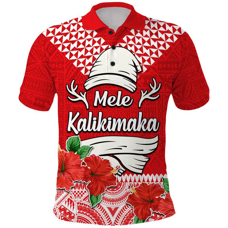 Hawaii Hibiscus Flower Mele Kalikimaka Polo Shirt LT9 Red - Polynesian Pride