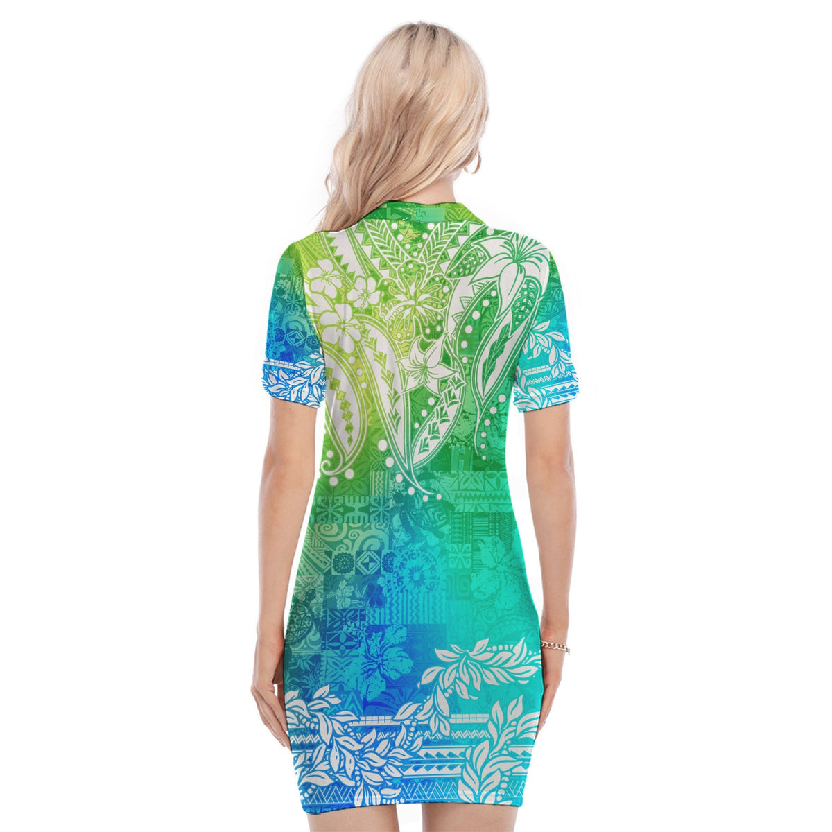 Polynesian Polo Dress Tapa Plumeria Style - Oceanic LT7 - Polynesian Pride