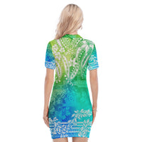 Polynesian Polo Dress Tapa Plumeria Style - Oceanic LT7 - Polynesian Pride
