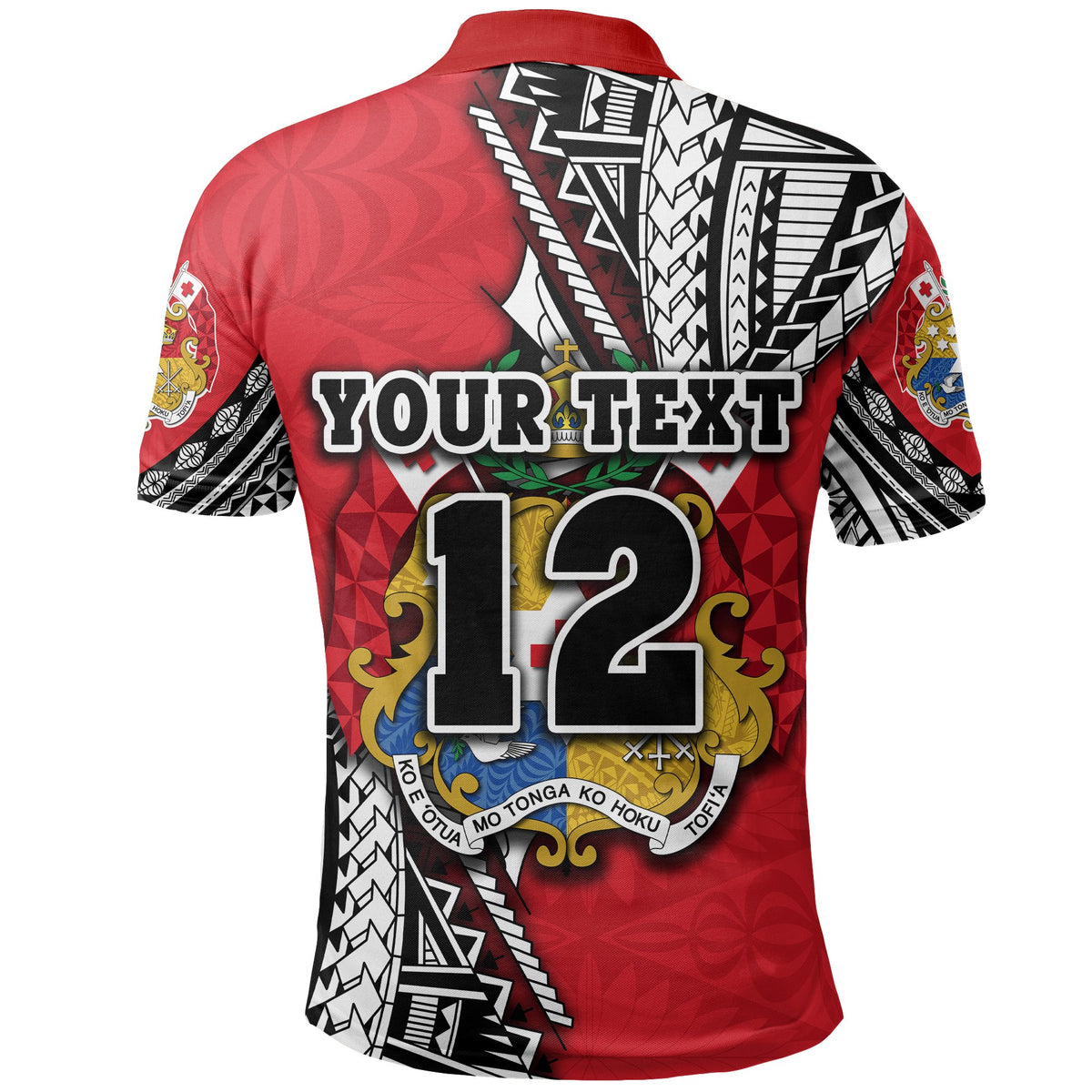 Custom Tonga Rugby Polo Shirt Polynesian Style Pinwheel Custom Text and Number - Polynesian Pride