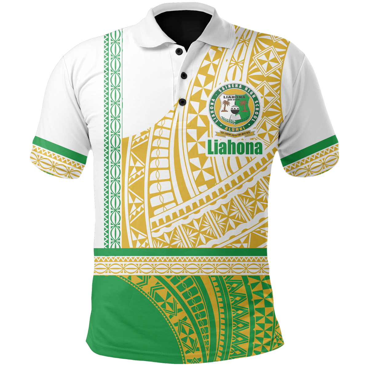Liahona Tonga Polo Shirt Polynesian Traditional Style Unisex White - Polynesian Pride