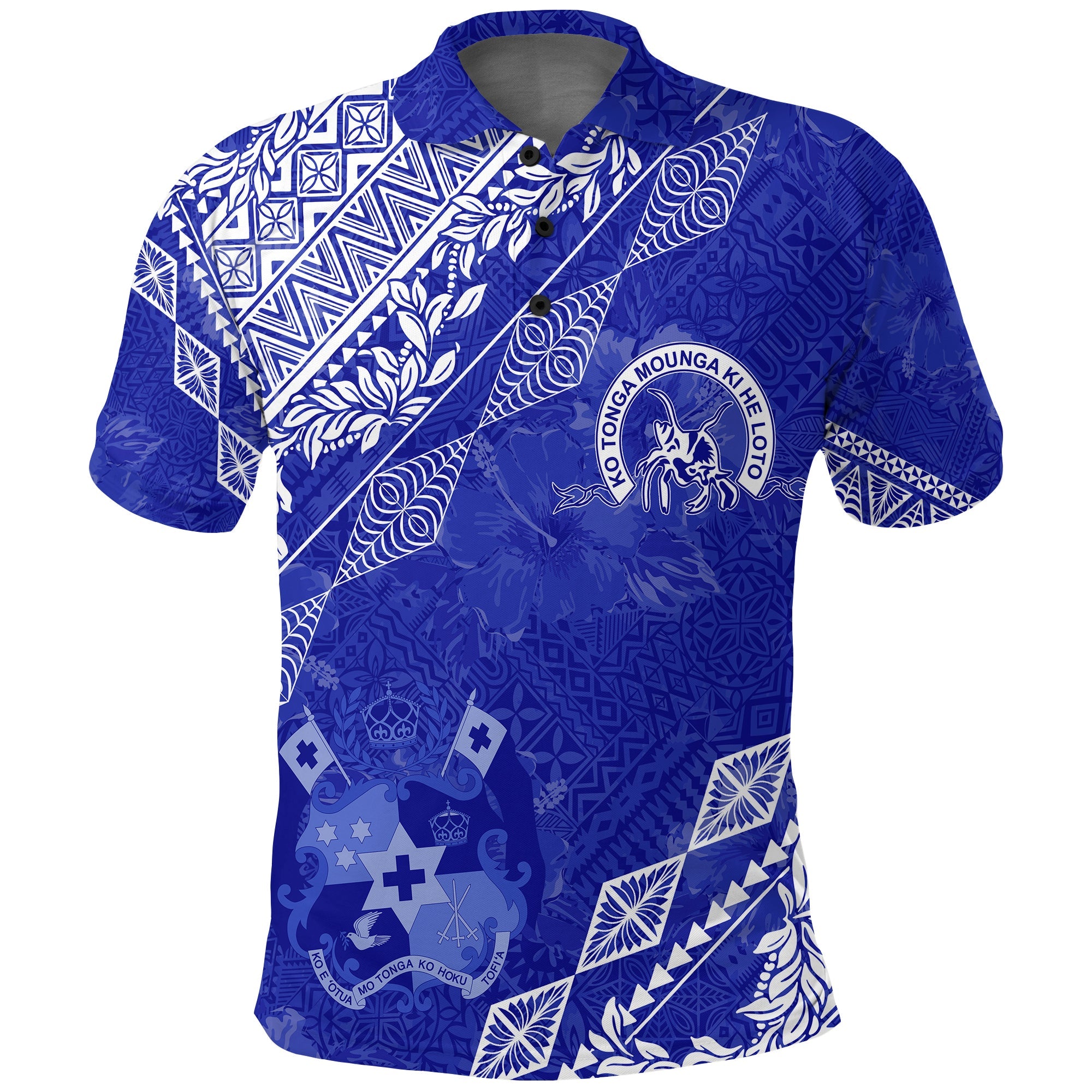 Queen Salote College Tonga Polo Shirt Kupesi Style Ver01 LT7 Blue - Polynesian Pride