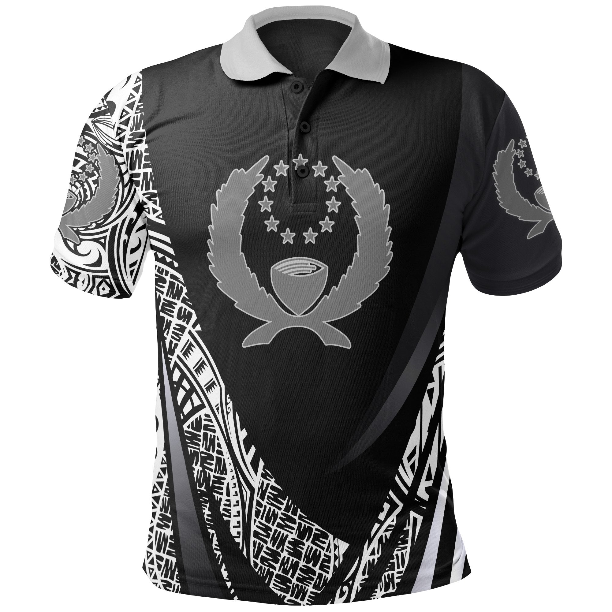 Pohnpei State Polo Shirt Polynesian Patterns Sport Style Unisex Black - Polynesian Pride