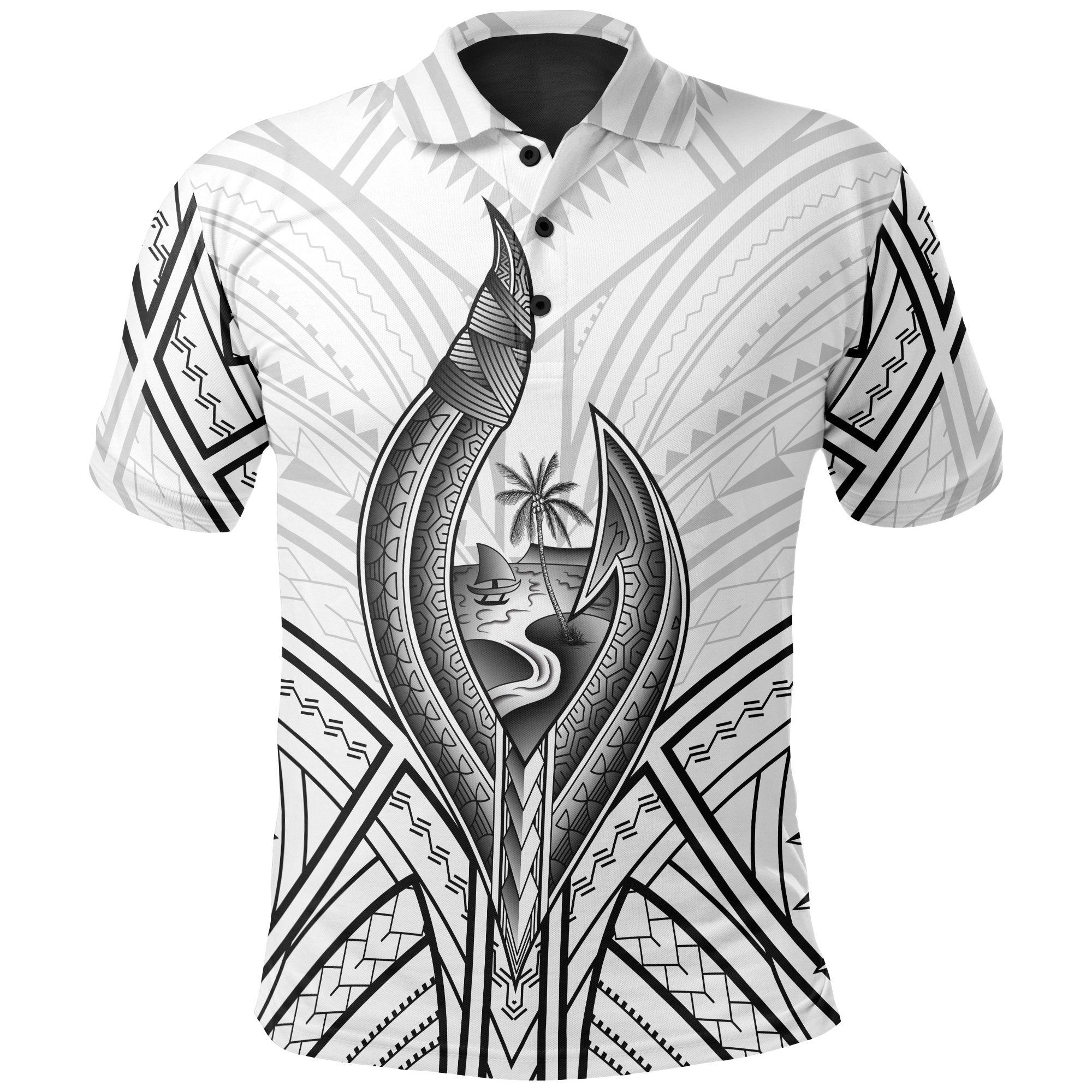 Guam Polo Shirt Guahan Seal Chamorro Tribal Unisex White - Polynesian Pride