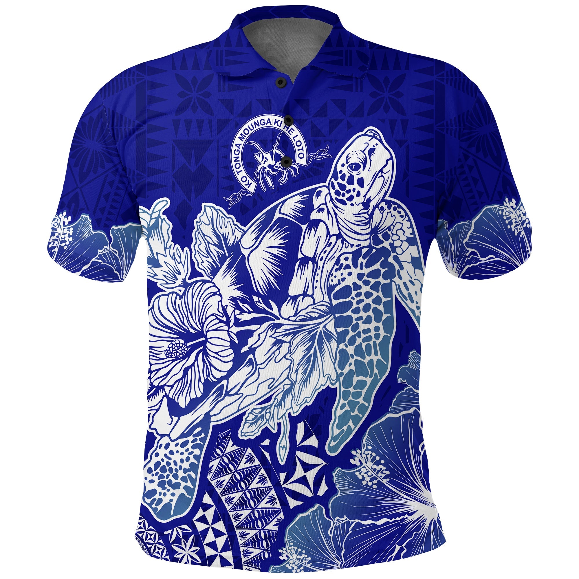 Queen Salote College Tonga Polo Shirt Kupesi Style Ver02 LT7 Blue - Polynesian Pride