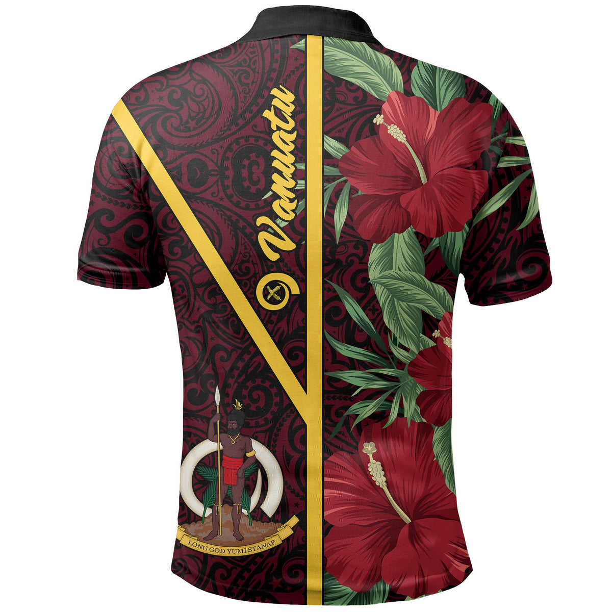 Vanuatu Polynesian Polo Shirt Tropical Flowers With Seal - Polynesian Pride