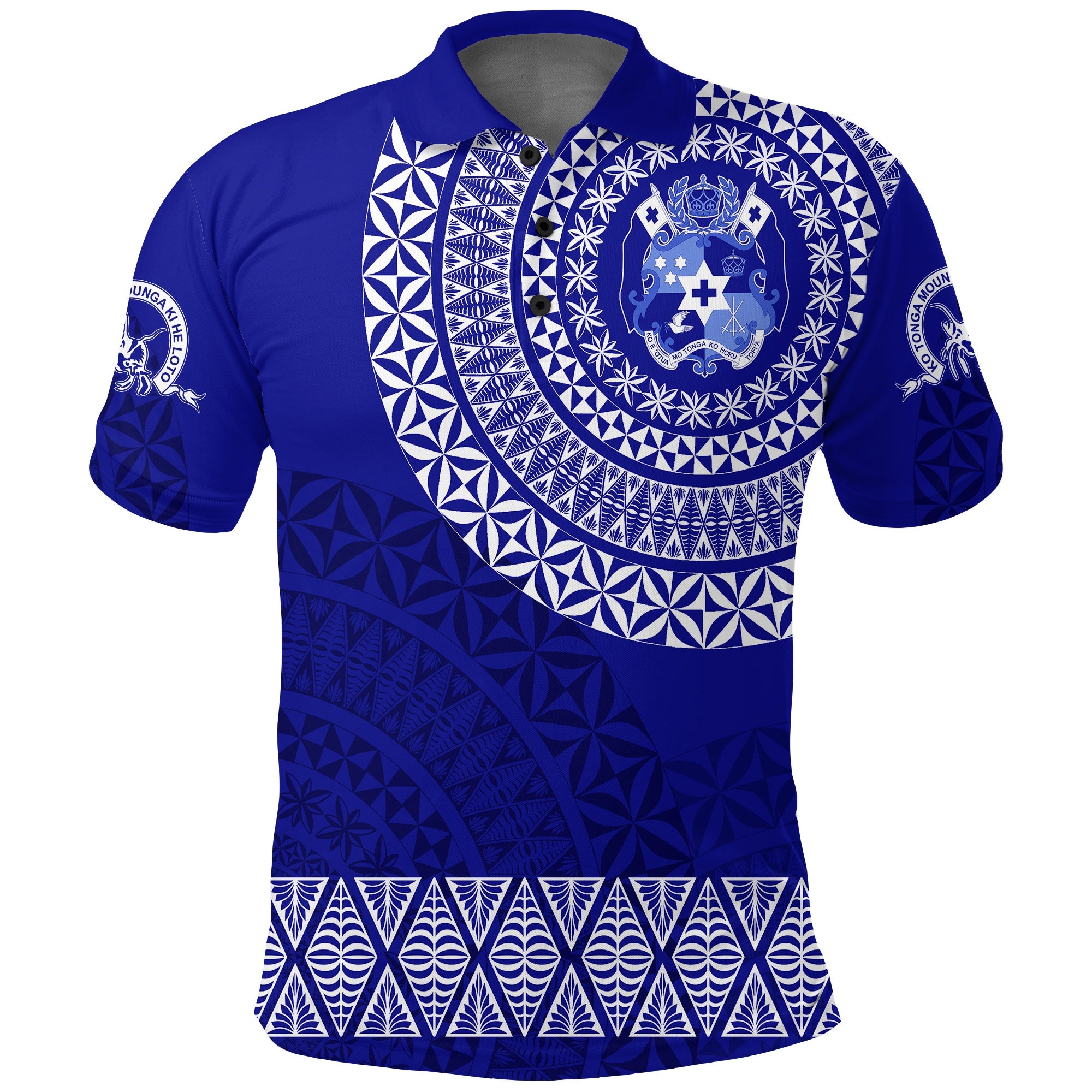 Queen Salote College Tonga Polo Shirt Kupesi Style Ver03 LT7 Blue - Polynesian Pride