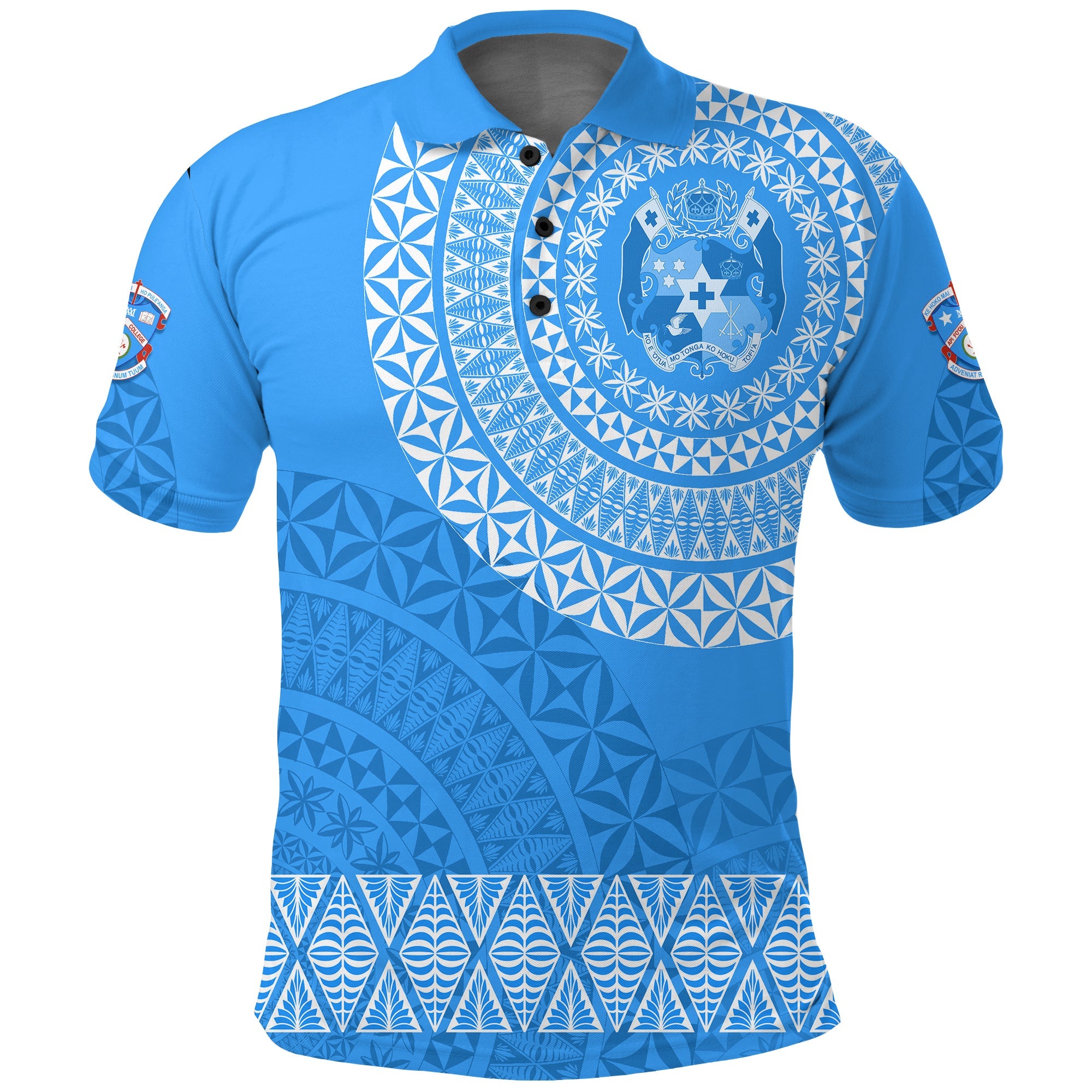 Apifoou College Tonga Polo Shirt Kupesi Style Ver03 LT7 Blue - Polynesian Pride