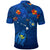 Hawaiian Islands Polo Shirt Hawaii Tropical Flowers and Turtles Blue LT13 - Polynesian Pride