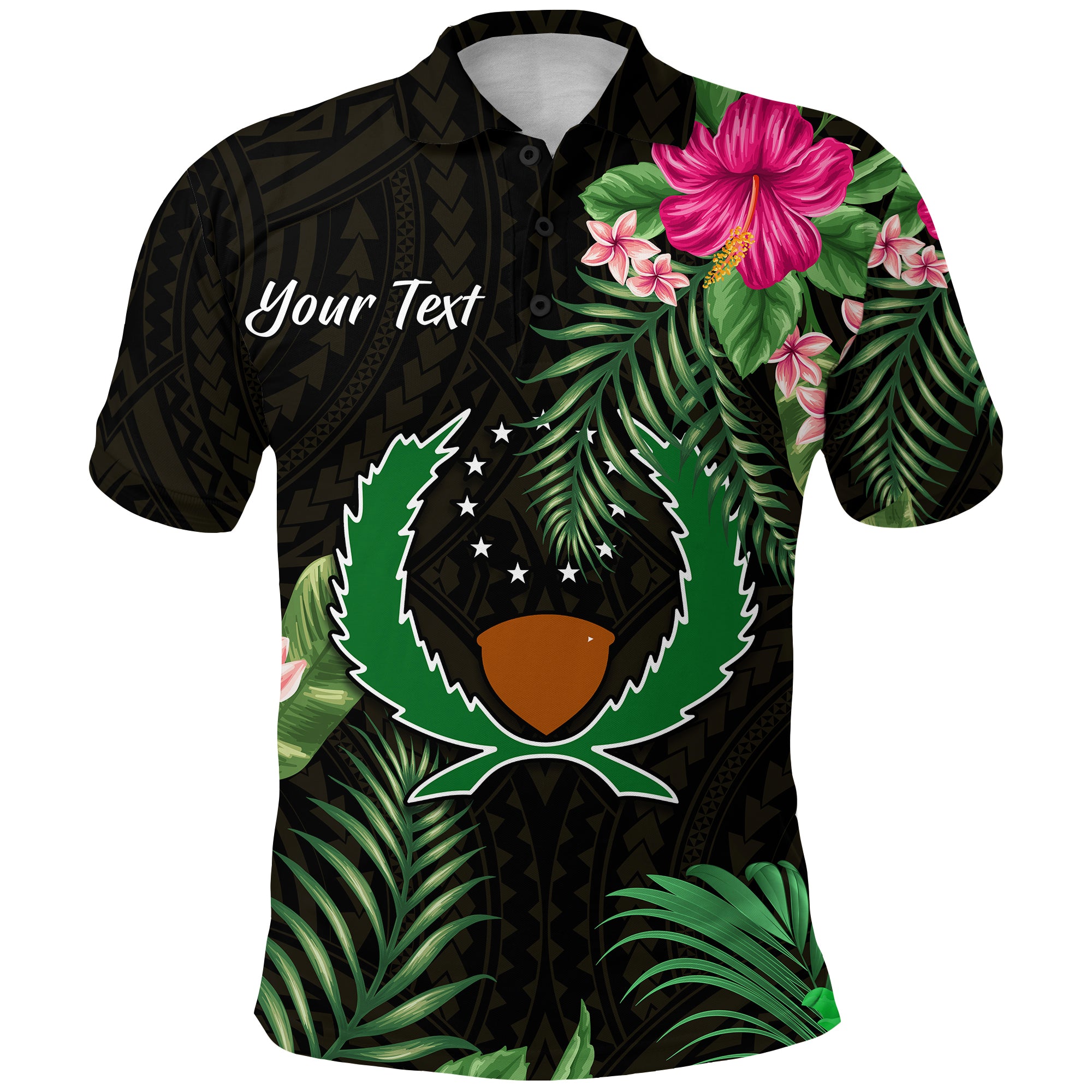 Custom Pohnpei Micronesia Gold Polo Shirt Tropical Flowers LT13 Unisex Gold - Polynesian Pride