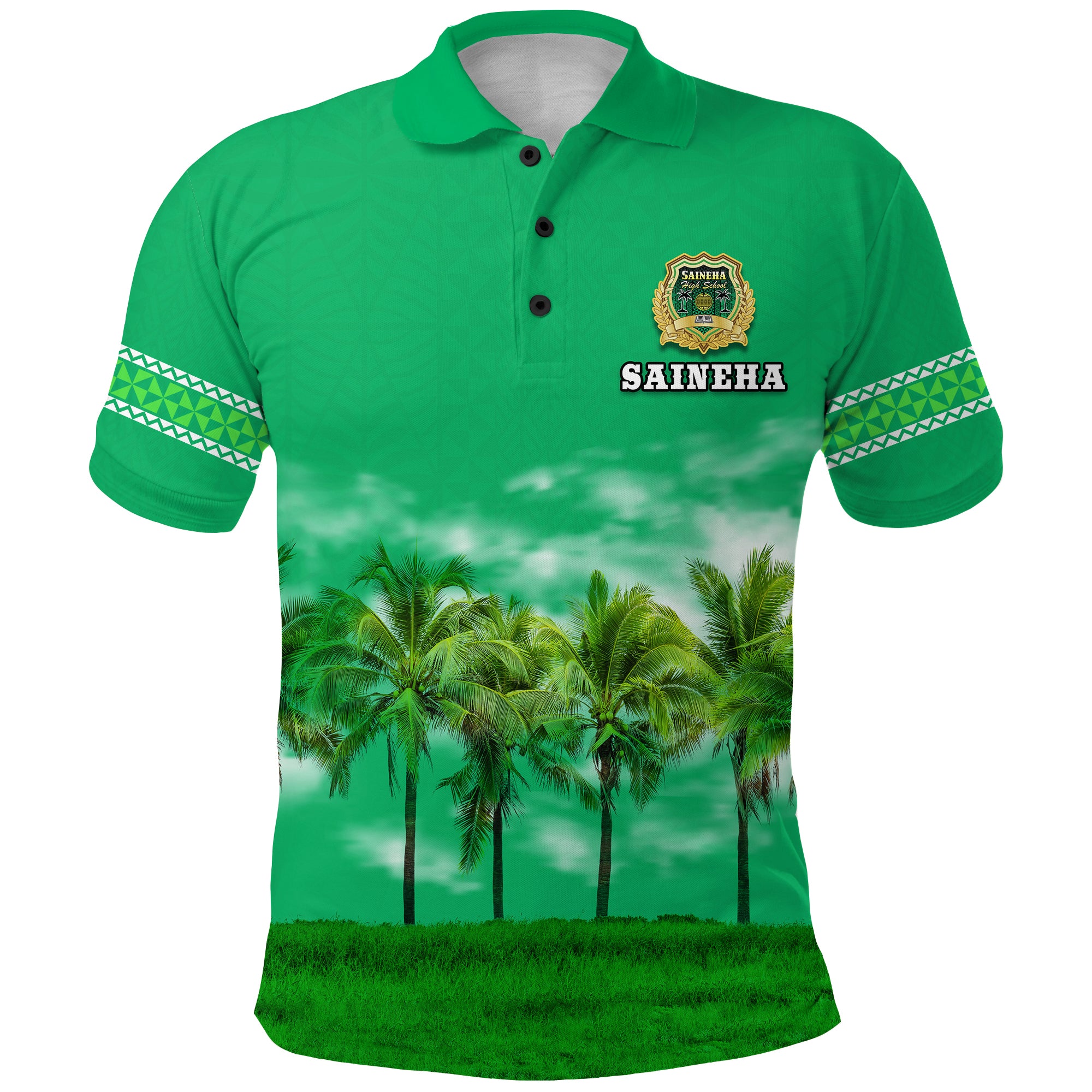 Saineha High School Polo Shirt Original LT13 Unisex Green - Polynesian Pride