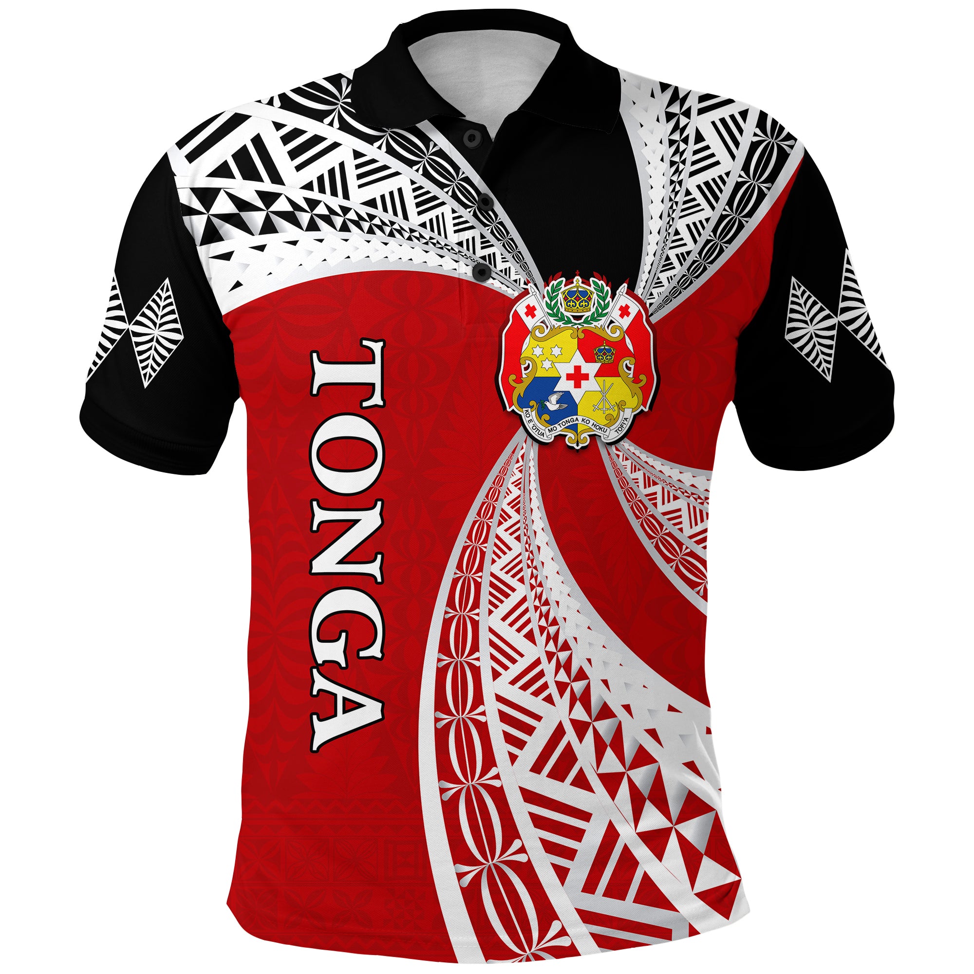 Tonga Distinctive Polo Shirt Tongan Tapa Pattern LT13 Unisex Red - Polynesian Pride