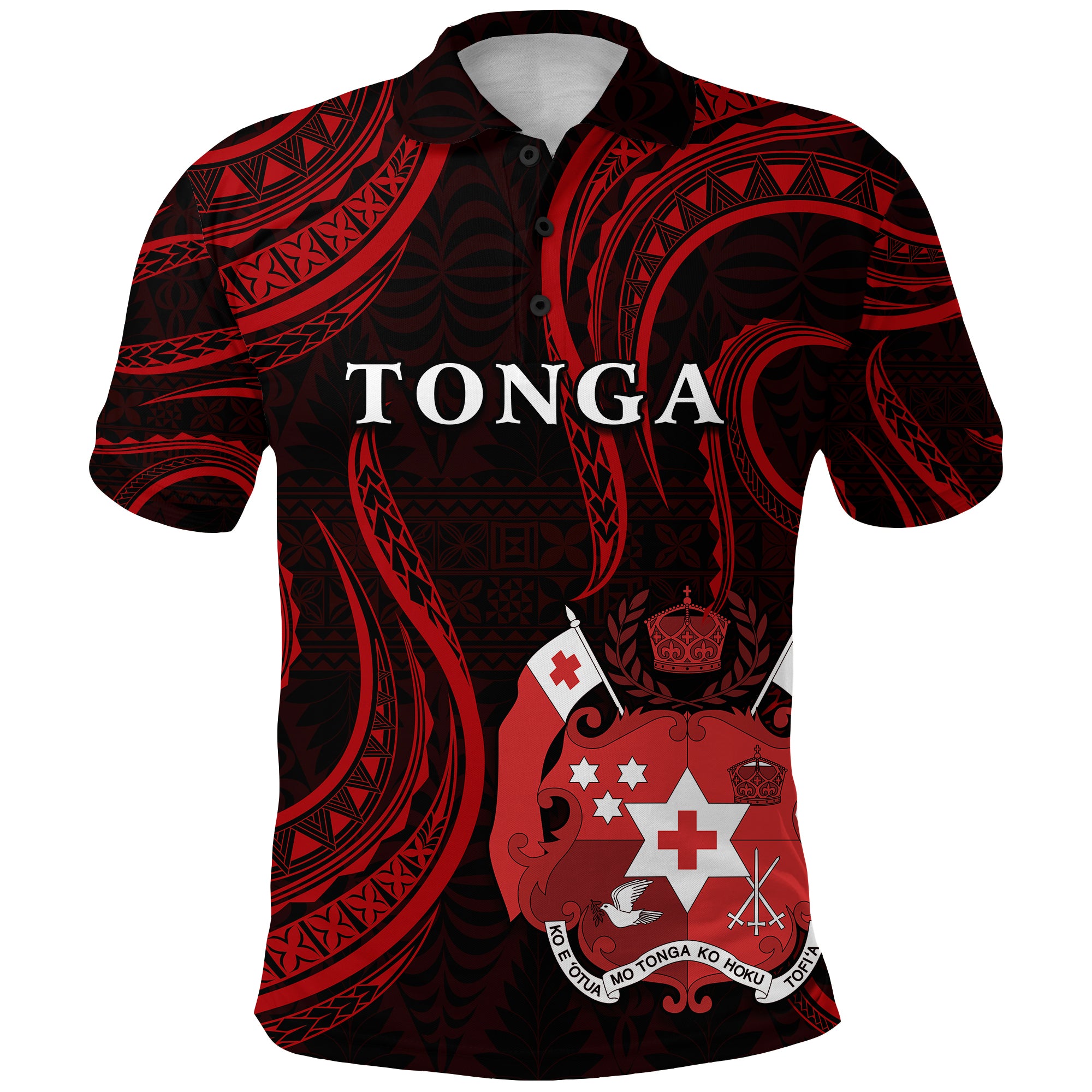 Tonga Pattern Polo Shirt Always Proud LT13 Unisex Red - Polynesian Pride