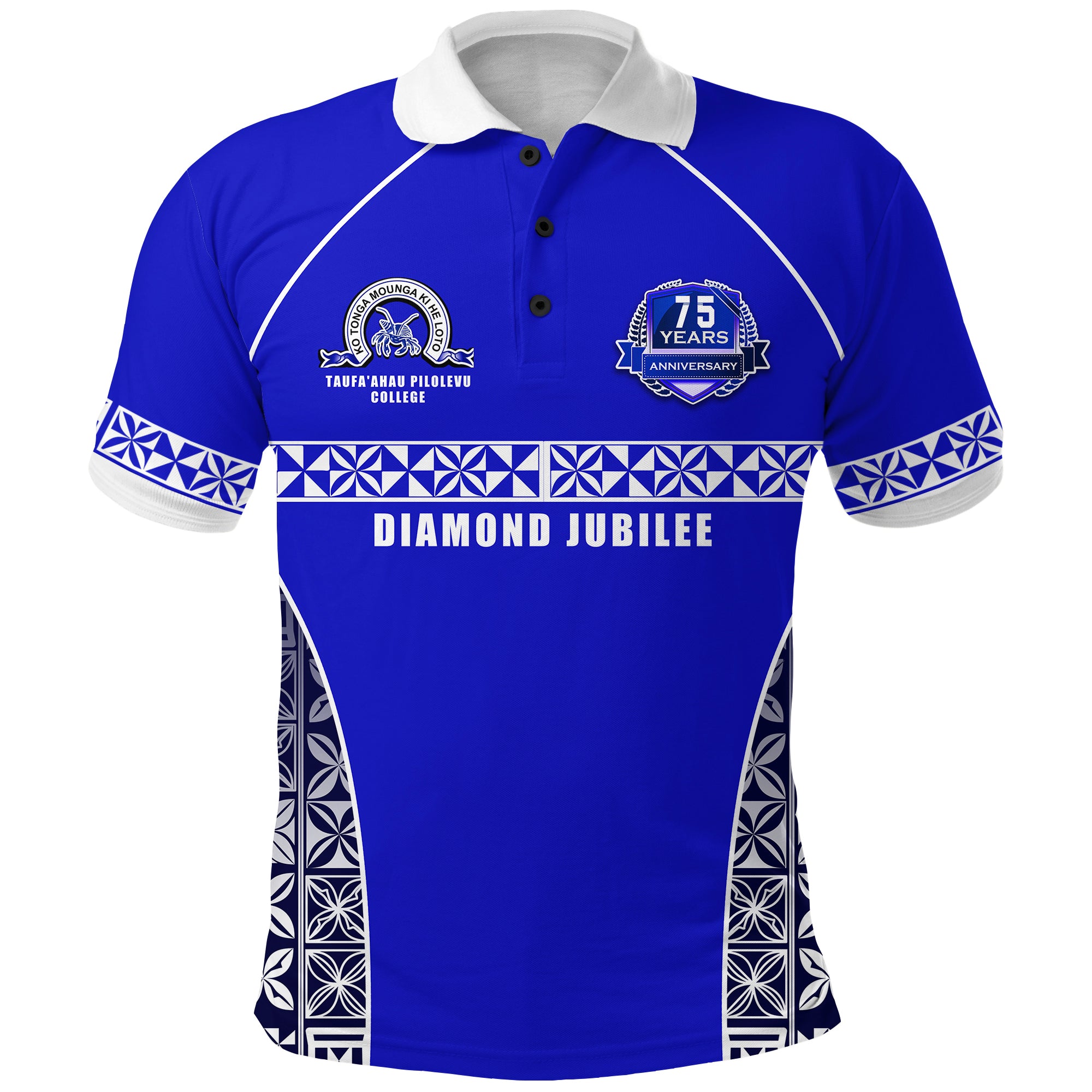 Taufaahau Pilolevu Polo Shirt 75 Years LT13 Unisex Blue - Polynesian Pride