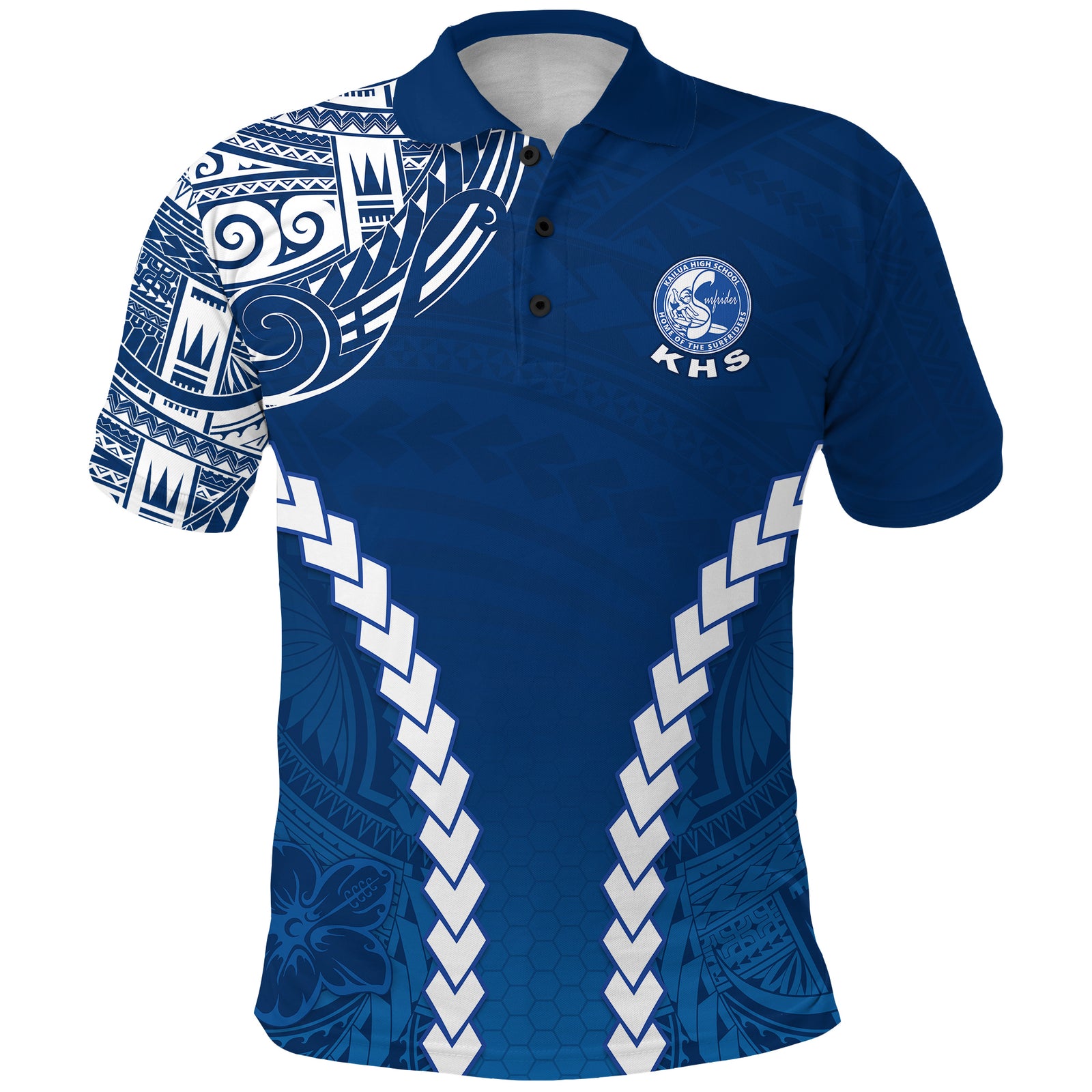 Kailua High School Polo Shirt Home of the Surfriders LT13 Unisex Blue - Polynesian Pride